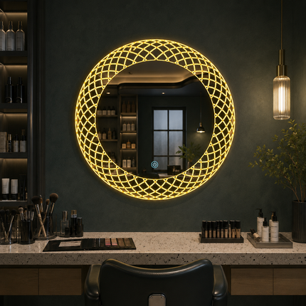 Lunara round led designer mirror- 3-colour touch button front or back lit frameless bathroom vanity mirror