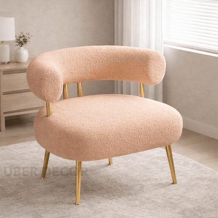 Ciora- Mid Century Sherpa Accent Chair- Round Upholstered Barrel Arm Chair for Small Spaces