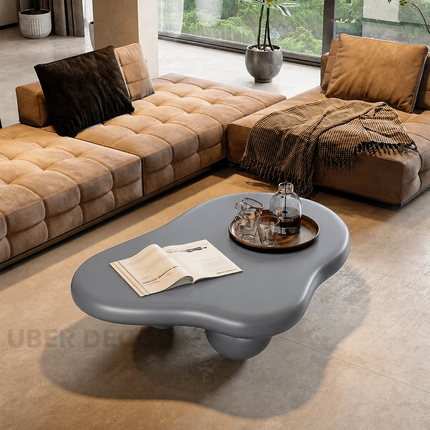 Yarra Noir Wabi-Sabi French Cloud Coffee Table – Japandi Minimalist Rounded Legs Center Table for Living Room