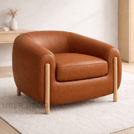 Tayra Accent Chair- Cute Oversized Upholstered Barrel Chair with Extra Depth and Height Seating