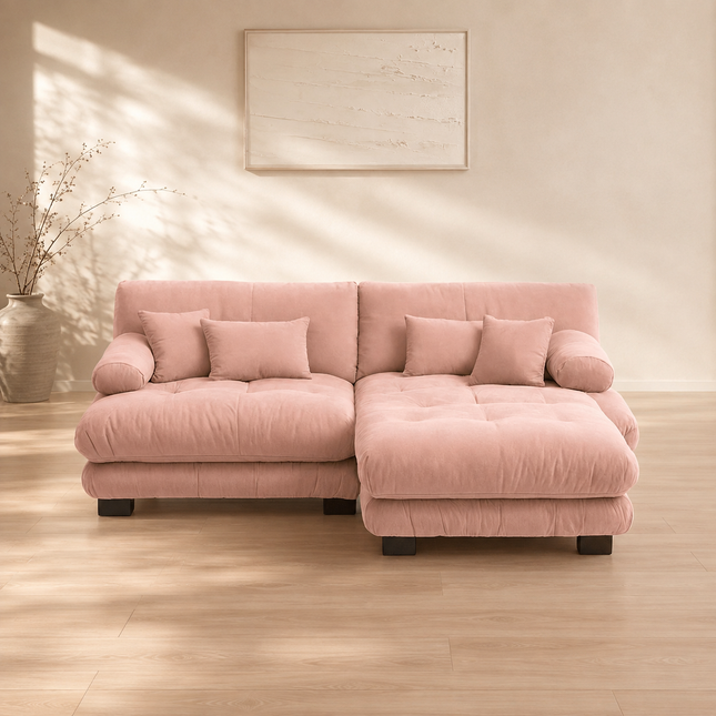 Lorain Sectional Sofa Couch with Lounger Scandinavian Contemporary Modern Furniture for Lounge, Suite, and Bedroom