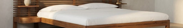 RosewoodGrid Slatted Modern Platform Customisable Bed with Integrated Nightstands