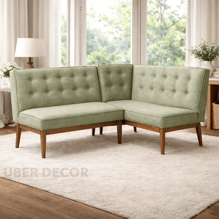 Zen Haven Mid Century Corner Bench Contemporary Customisable Seating for Dining Living Lounge and Hospitality Spaces