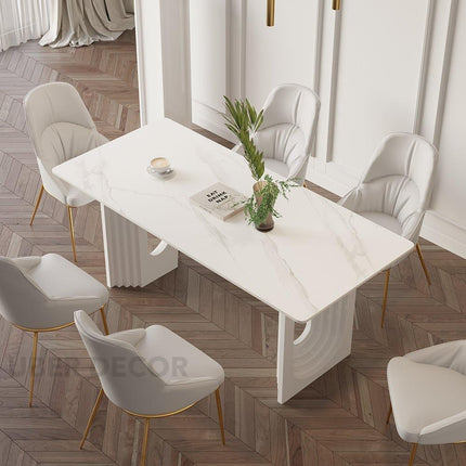 Welkin Home Rectangular Marble Top Dining Table Modern Mid-Century European Luxury Table for Dining Room Kitchen Dining Area & Formal Dining Hall