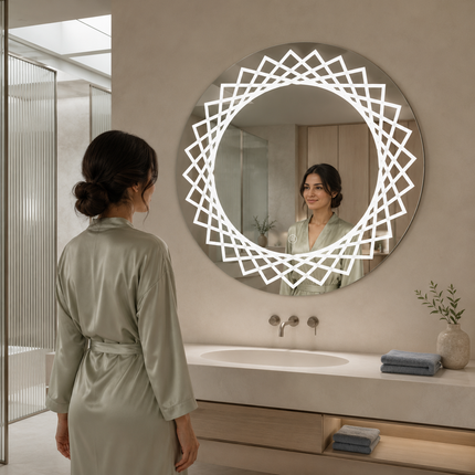 Lumora Round Design led mirror- 3-colour frontlit or backlit touch button led frameless bathroom vanity mirror