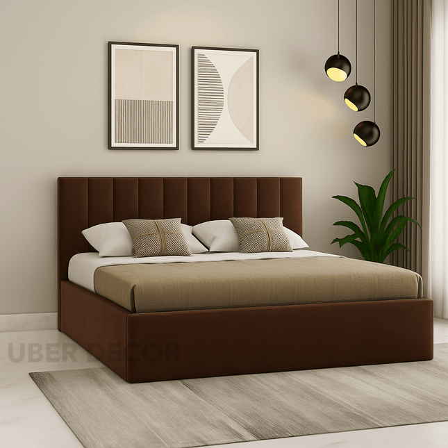 OakMist Contemporary Upholstered Platform Customisable Bed for Minimalist Interiors