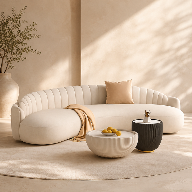 Tromso Wabi-Sabi Nordic Floor Sofa – Japandi Minimalist Loveseat Lounge for Living Room & Patio