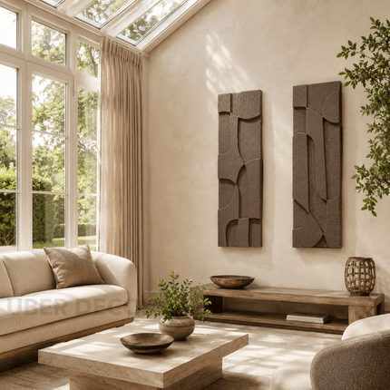 Carved Path Rhythm Japandi 3D Wall Art Set of 2 – Living Room Panels