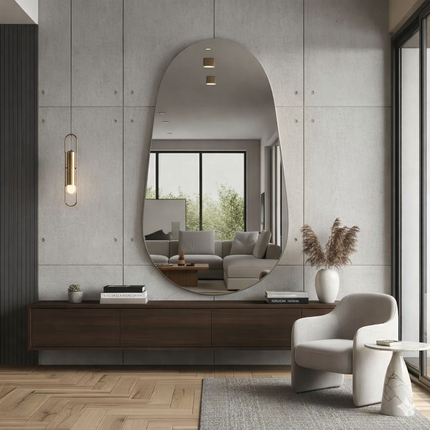 Arna Frameless HD Mirror – Vertical Pill-Shaped Elegant Decorative Mirror for Modern Homes