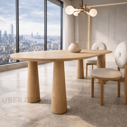Lynne Haven Oval Dining Table Scandinavian Japandi Design Sculptural Tapered Legs Ideal for Dining Room