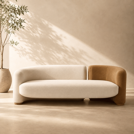Veracruz 2-Seater Curved Sofa Modern Organic Dual-Tone Luxury Couch for Living Room