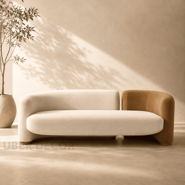 Veracruz 2-Seater Curved Sofa Modern Organic Dual-Tone Luxury Couch for Living Room