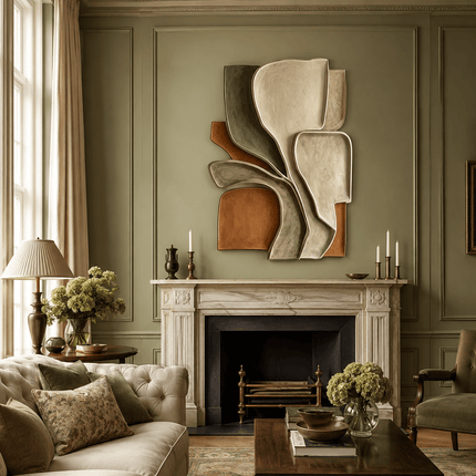 Sculpted Leaf Rhythm Japandi 3D Wall Art – Organic Relief for Living Room