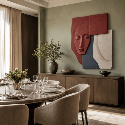 Tribal Muse Boho 3D Face Wall Art – Abstract Sculpture for Living Room