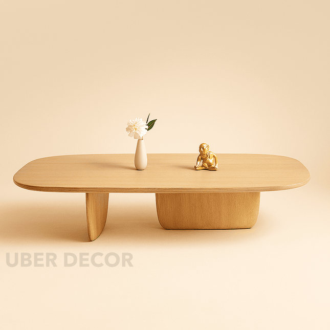 Thames Nova Nordic Minimalist Coffee Table – Solid Walnut Top with Wooden Legs, Matte Finish – Luxury Modern Decor for Living Room