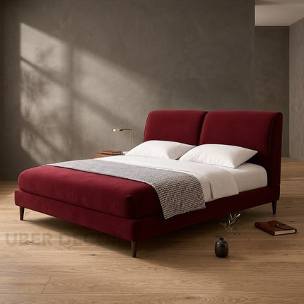 Snooze Line Wabi-Sabi Curved Bed – Japandi Minimalist Upholstered Bed for Modern Bedrooms
