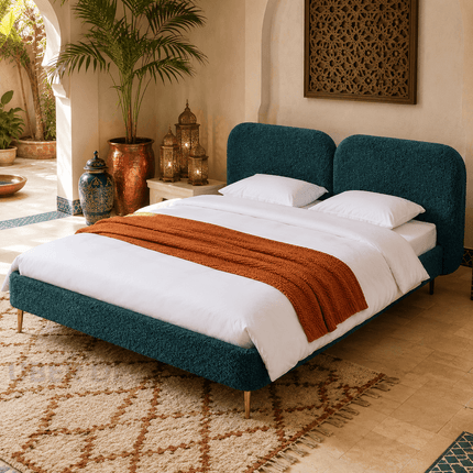 OakWing Modern Upholstered Platform Customisable Bed for Elegant Bedrooms