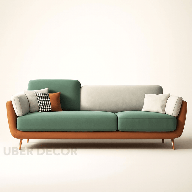 Lyon 3-Seater Modern Sofa Two-Tone Designer Couch with Robust Frame & Gold Legs for Living Room
