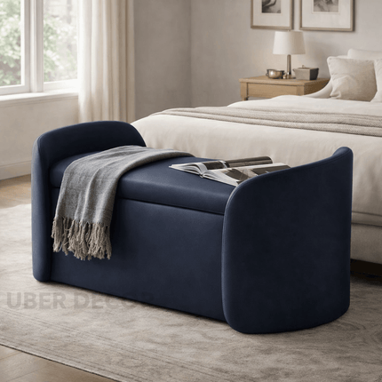 Sophie Curved 2-in-1 Storage Bench with Flip Top Seat Minimalist End-of-Bed Organizer for Bedroom & Entryway Spaces