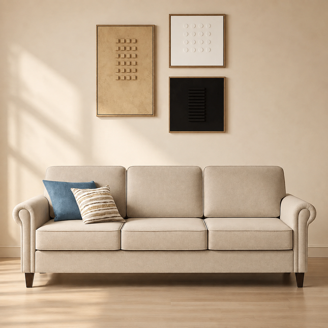 Venice Sofa- Simple Classic 2 and 3-Seater Upholstered Sofa Couch for Living Room, Bedroom or Office