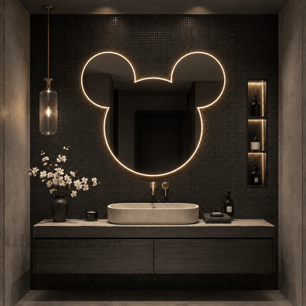 Bunny Frameless Wall Hanging LED Mirror – Front Lit or Back Lit for Vanity & Powder Room