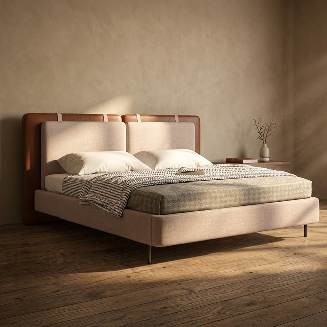 Modern Muse Bed – Dual-Tone Upholstered Headboard Platform Bed