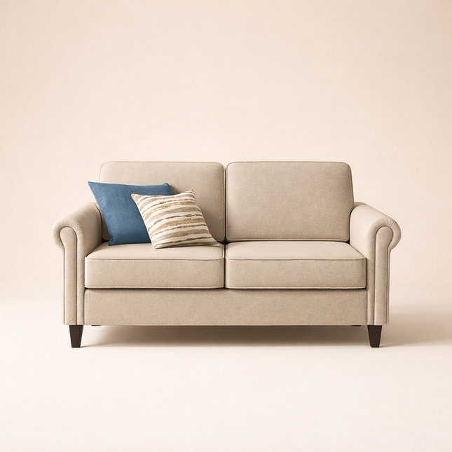 Venice Sofa- Simple Classic 2 and 3-Seater Upholstered Sofa Couch for Living Room, Bedroom or Office