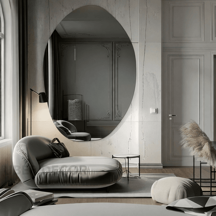 Virel Frameless HD Mirror – Asymmetrical Smoked Glass Wall Mirror