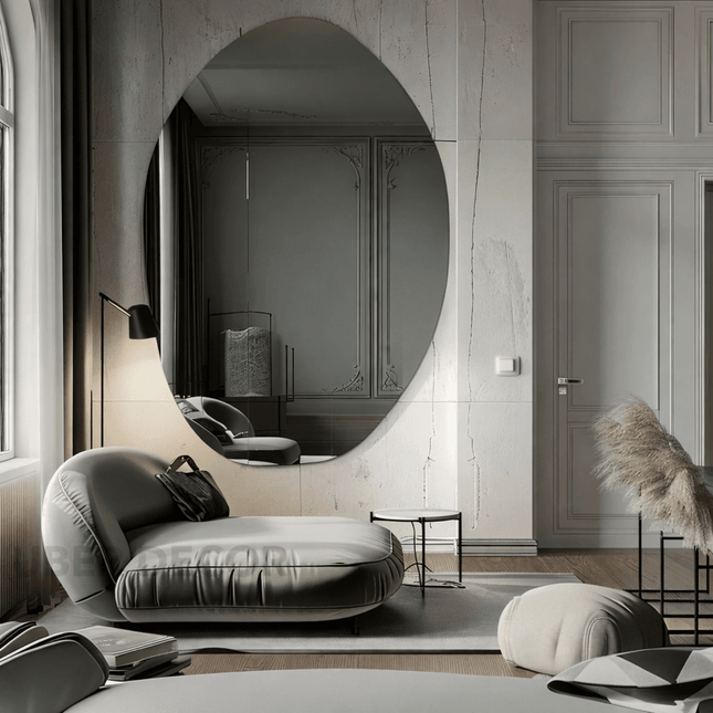 Virel Frameless HD Mirror – Asymmetrical Smoked Glass Wall Mirror