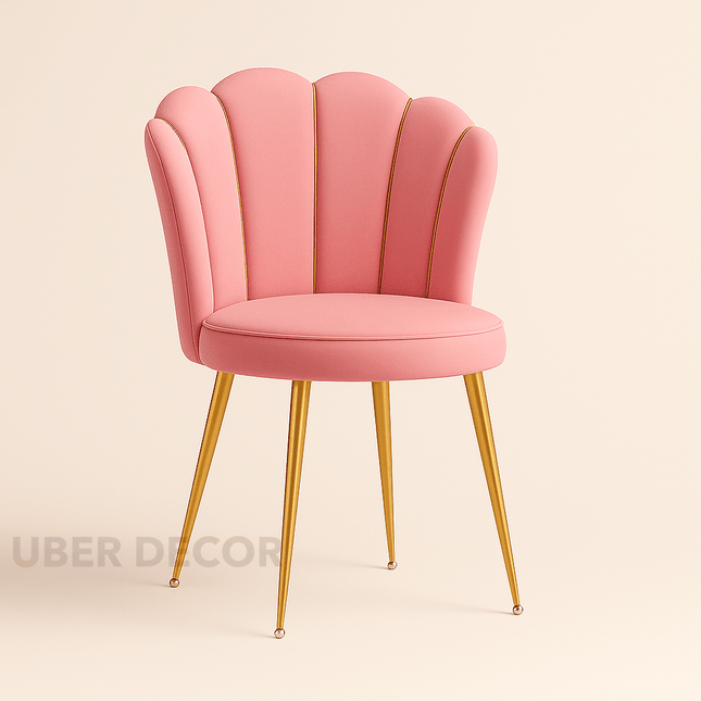 Amaera Luxe Accent Chair – Creative Shell Flower Makeup Stool Compact Backrest Ergonomic Chair Full Sitting Sensation All-match Chair for Living Room