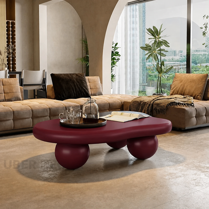 Yarra Noir Wabi-Sabi French Cloud Coffee Table – Japandi Minimalist Rounded Legs Center Table for Living Room