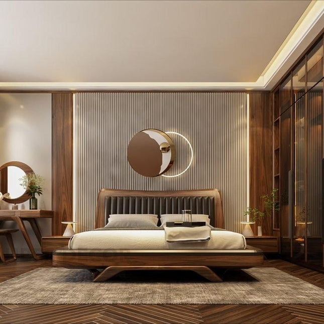 Monarch Line Bed – Floating Platform with Channel Headboard