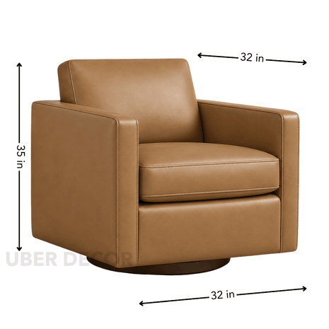 Lirene Accent Chair Tan Brown Leatherette 360 Degree Swivel Chair Modern Living Room - product image 6