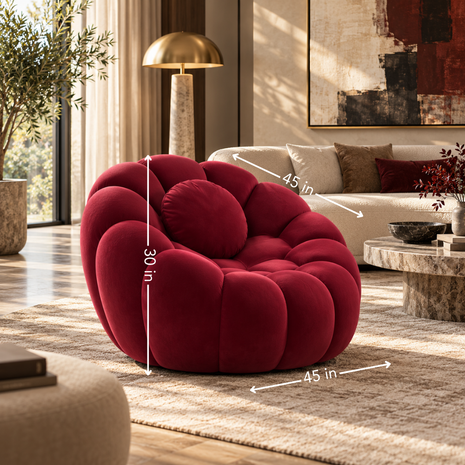 Bubble Lounge Chair Ready to Ship Maroon Suede Velvet Modern Designer Accent Chair for - product image 4