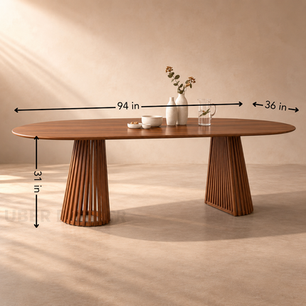 Oaknest Oval Dining Table Modern Solid Wood Dining Table Mid Century Scandinavian Design Walnut Finish Ready to Dispatch
