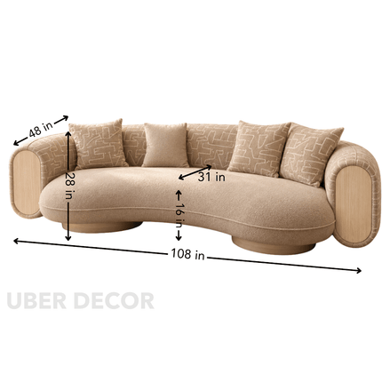 Verde Halo Beige Boucle Sofa Organic Curved Designer Couch Ready to Ship - product image 4