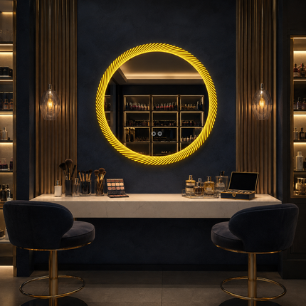 Refloria round led mirror- 3-colour touch button front-lit or backlit frameless bathroom vanity mirror