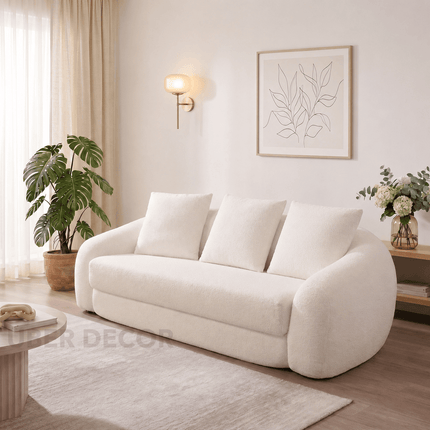 Sedona cloud sofa bed – close-up of rounded organic cushion form and upholstery
