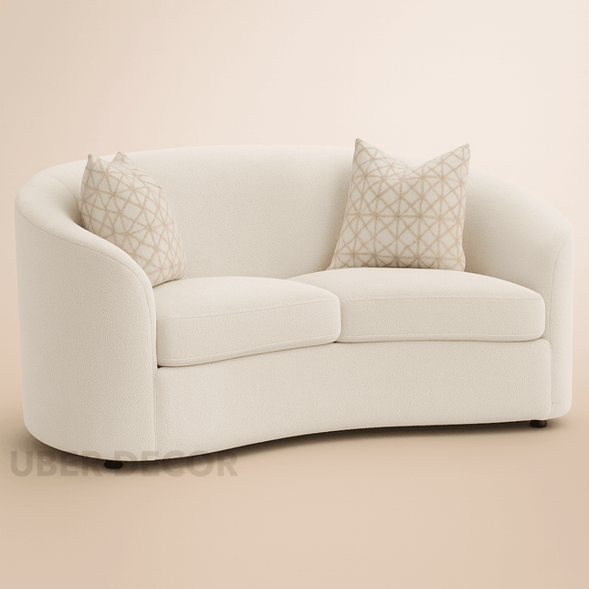 Elimi 65" 2-Seater Curved Couch – Organic Sofa for Living Room or Lounge