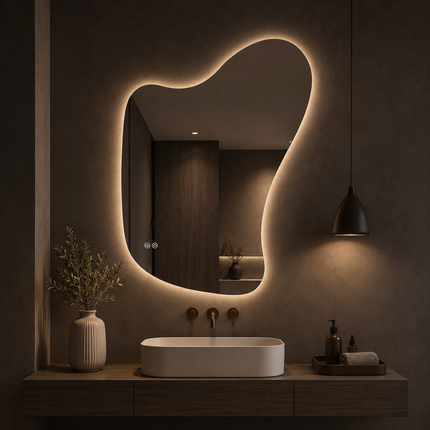 LumiEdge Frameless Asymmetrical Front or Back Lit LED Mirror Bathroom or Vanity Mirror with Touch Controls