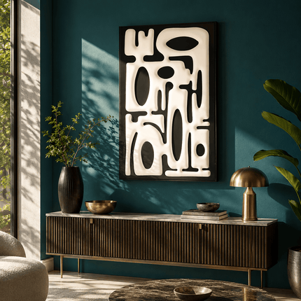 Abstract Rhythm Japandi Wall Art – Geometric Relief for Living Room