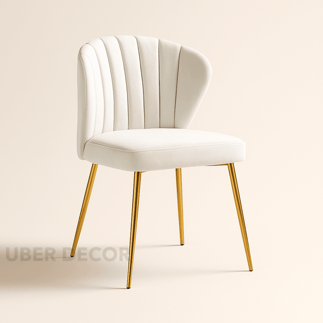 Soraya Modern Elegant Tufted Armless Accent Chair- Dining or Vanity Chair with Back Metal Legs