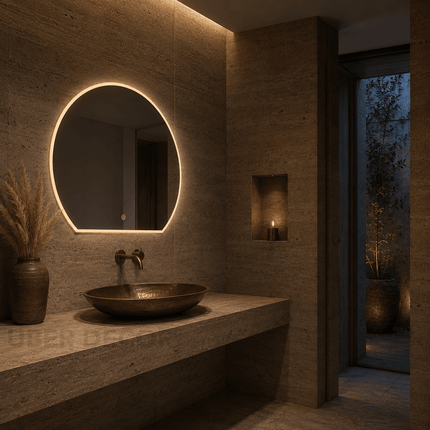 Daisy Round LED Vanity Mirror – Frameless Wall Hanging Mirror with Front Lit or Back Lit
