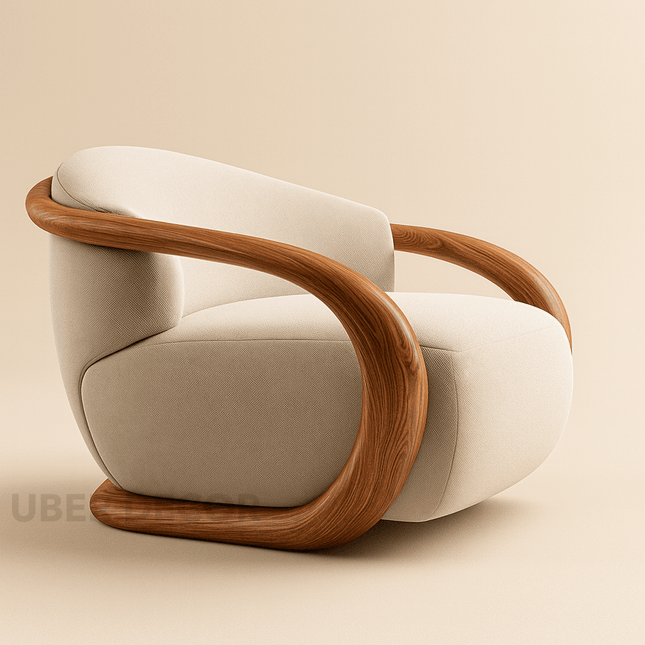 Eden Luxe Lounge Chair Mid Century Modern European Solid Wood Frame Fixed Base Accent Chair Living Room and Bedroom
