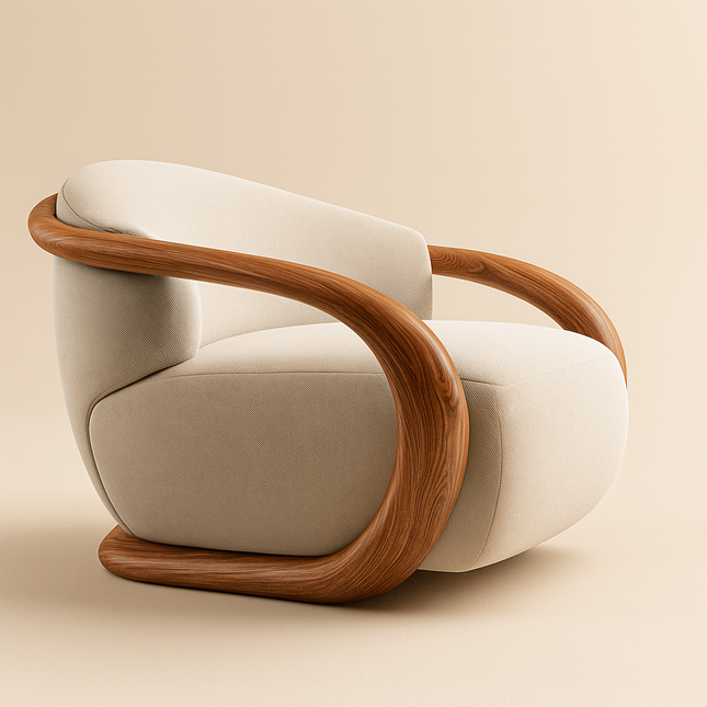Eden Luxe Lounge Chair Mid Century Modern European Solid Wood Frame Fixed Base Accent Chair Living Room and Bedroom