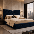 Deep Dark Navy Suede Velvet