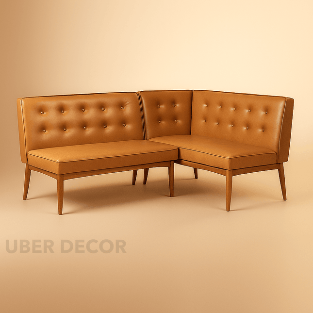 Zen Haven Mid Century Corner Bench Contemporary Customisable Seating for Dining Living Lounge and Hospitality Spaces