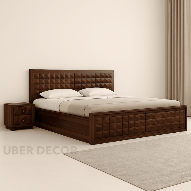 RosewoodGrid Traditional Contemporary Panel Customisable Bed for Master Bedroom