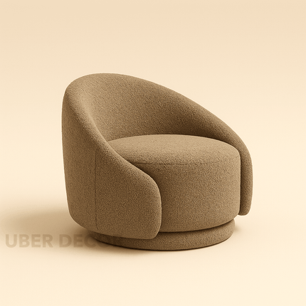 Elara Swivel Barrel Chair- Upholstered Modern Round Accent Arm Chair for Bedroom or Living Room