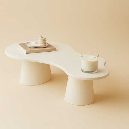 Vistula Mid Century Modern Japandi Coffee Table Scandinavian Freeform Center Table with Cylindrical Legs Custom Made to Order for Living Room